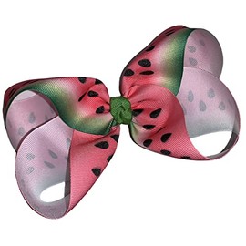 Watermelon Jumbo Boutique Hair Bow 6" Pink Green