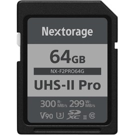 Nextorage UHS-II V90 64GB SDXC SD Card, Max Read Speed 300MB/s, Write Speed 299MB/s, High Performance PSLC Flash Memory, High Speed Continuous Shooting, 4K/8K Recording, NX-F2PRO64G, Nextorage Memory Card