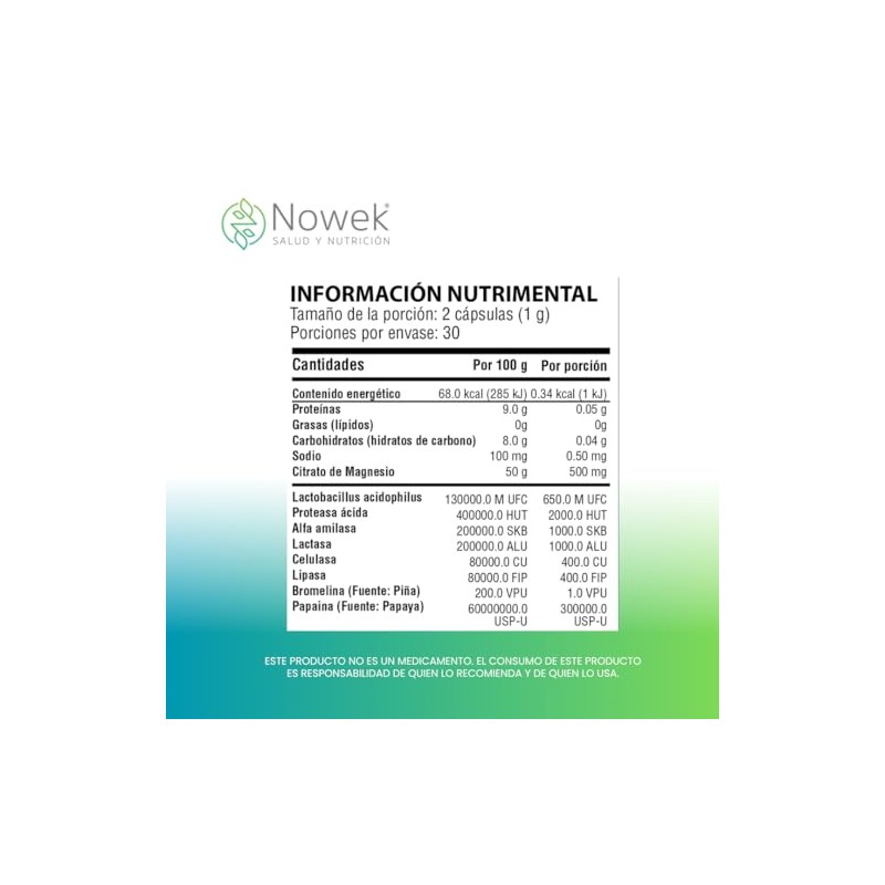 Nowek | Pre y Probióticos + Enzimas Digestivas 1000 mg