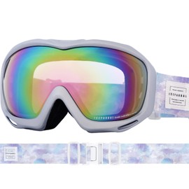 ICEPARDAL Women's Ski Goggles, Free Size, Made in Japan, Anti-Fog Coating, Double Lens, Blue Lavender 1, Ski, Snow Goggle, Snowboard, IBP-782
