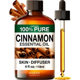 KUKKA Cinnamon Essential Oils - 4 Fl Oz - for Hair, Skin, Diffuser, Aromatherapy & DIY Soap Making Scent