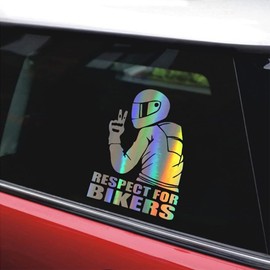RHQFDM 3 Pieces Respect for Cyclists Car Sticker,Sticker for Motorcycles,Coloured Car Decoration Sticker,Reflective Decorative Stickers for Cars,Motorbikes and Bicycles,With Plastic Scraper