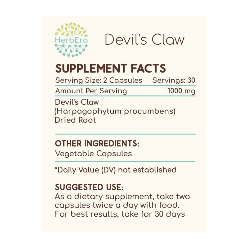 Devil's Claw 60 Capsules, 500 mg, Devil's Claw (Harpagophytum Procumbens)