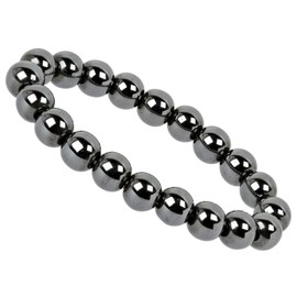 ELEDORO PowerBead Ladies Bracelet, String Gemstone Beads, 10 mm x 17-18 cm, charcoal