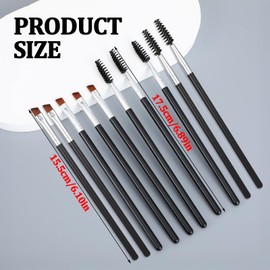 10 PCS Eyebrow and Eyelash Brush Set, Portable Eye Brush Eyebrow Brushs Reusable Spoolie and Angled Brow Brushs, Fine Angled Eyeliner-Brush Eyeliner Makeup Brushes Set Mini Eyelash for Tinting Angleds
