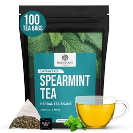 Blendart Spearmint Tea 100 Pyramid Tea Bags Premium Spearmint Leaves 100% Natural Loose Leaf Spearmint Herbal Tea - Refreshing Mint Tea, Pure Plant-Based Ingredients Sugar Free & Caffeine Free
