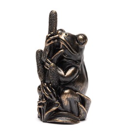 Cane Companions Frog On Bullrush Stake Topper - Handmade Flower Pot Garden Ornament - Outdoor Figurine