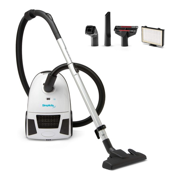 Simplicity Vacuums Jill Canister Vacuum Cleaner, Hardwood Floor Vacuum with Dual-Certified HEPA Vacuum Filter and Bag, Small and Compact Stair Vacuum, Jill.12