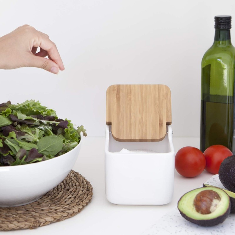 KOOK TIME Kitchen salt pot with lid | Ceramic salt