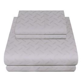 Threadmill Home Linen 300 Thread Count Astra Jacquard Damask Collection 100% Cotton Sheets 4 Piece Bedsheet Set, Luxury Bedding Fits Mattresses up to 18 inches deep Pocket Sateen Queen Size Silver