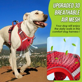 SlowTon Dog Harness for Small Medium Dogs No Pull, Breathable Vest with Padded Soft Mesh Durable for Cat Puppy, Adjustable Reflective Sports Harness with Handle Easy Control (Red,XL)