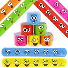 6x Klatscharmband Smiley Gesichter Schnapparmband Mitgebsel Kindergeburtstag