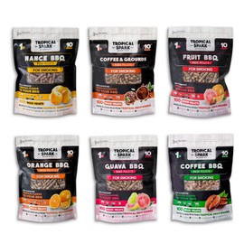 Tropical Spark Wood Pellets | Perfect for BBQ, Smoking, Grilling, Bake, Roast, Braise | Premium 100% All-Natural | Pack of 6 | 1 lb. Bag