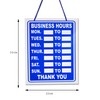 Business Hours Sign Blue High Contrast Hanging Opening Closing Times
