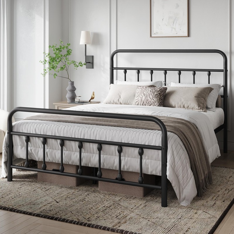 Yaheetech Classic Metal Platform Bed Frame Mattress Foundation with Victorian