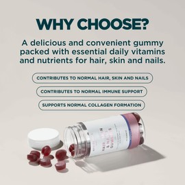 Myvitamins Hair, Skin and Nails Gummies – Biotin Hair Growth, Zinc & Vitamin C – Hair Vitamins for Women & Men – Hair Growth & Skin Support – Strawberry Gummies – 60 Vegan Chewable Supplements