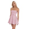 Lvloet Strapless Pink Homecoming Dress Jacquard Short Satin HOCO Dresses