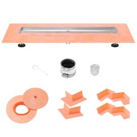 24 Inch Linear Drain Compatible with Schluter Systems Kerdi-Line with Hair Catcher 304 Stainless Steel Channel Body Shower Drain