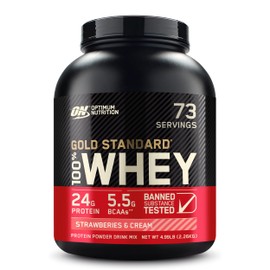 Optimum Nutrition Gold Standard 100% Whey Protein Powder, Strawberries & Cream, 5 Pound (Packaging May Vary)