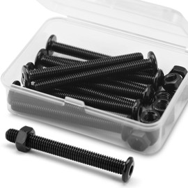 (10 sets) M6 x 50mm Flat Round Hexagon Socket Head Bolts and Nuts kit 304 Stainless Steel Black Oxide, Furniture bolts, Connector Screws for Furniture