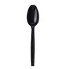 Laojbaba Plastic Spoons Disposable Individually Packaged Spoons Black 7-Inch Commercial