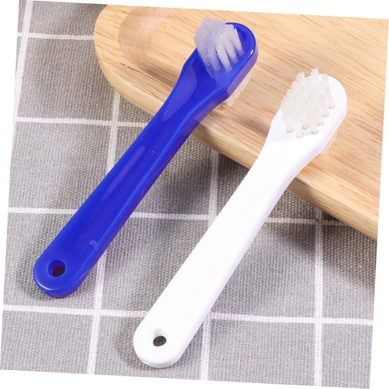 Baluue 4pcs Portable Double- Denture Cleaning Brush Lightweight Ergonomic Design