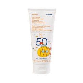 KORRES YOGHURT Comfort, emulsione solare per bambini SPF 50, crema solare resistente all'acqua con olio di mandorle e yogurt greco, ad assorbimento rapido e delicato sulla pelle, 200 ml