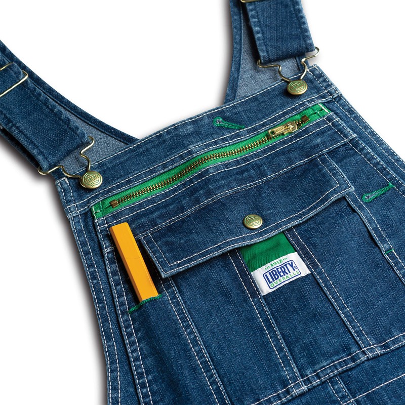 Liberty Womens Washed Denim Bib Overalls, Stonewashed Indigo Blue, Medium