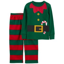 Carter's Boy Christmas 2-Piece Fleece Pjs, Elf/Green/Red, 7