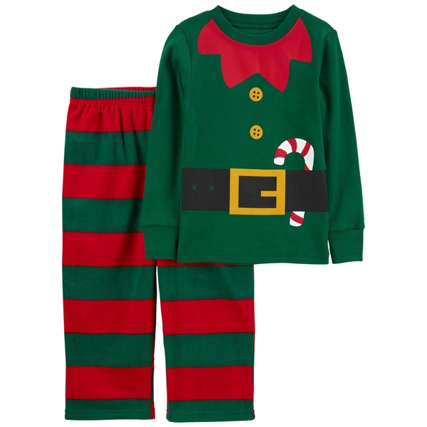 Carter's Boy Christmas 2-Piece Fleece Pjs, Elf/Green/Red, 7