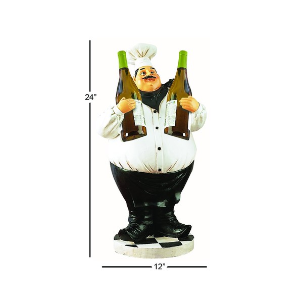 Deco 79 Traditional Polystone Chef Sculpture, 12" x 9" x 24", White