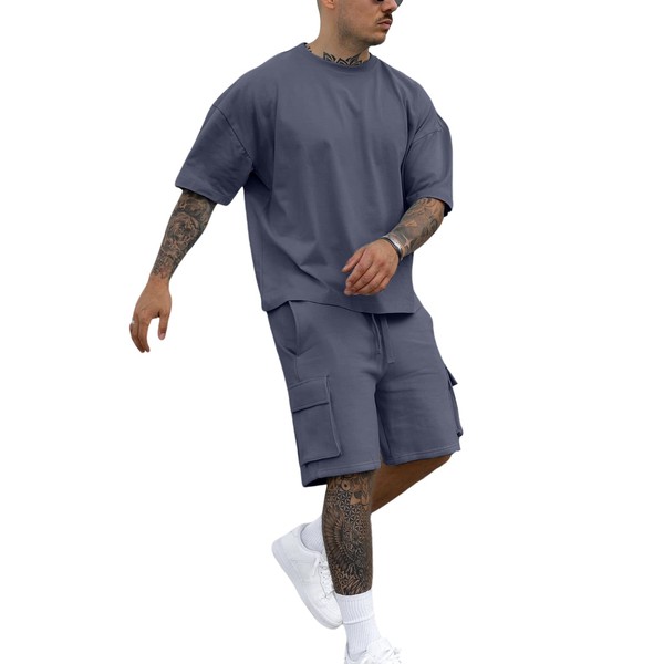 Fastkoala Mens Short Sets Tracksuits Outfits Suit Roll Neck Top