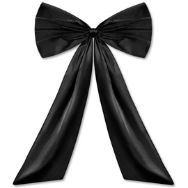 YUYWWAN Large Satin Bow, 60 x 90 cm Gift Bow, Large, Exquisite Bow Decoration, Satin Bows Large for Party Decoration, Wall Decoration, Wedding, Home Decoration (Black)