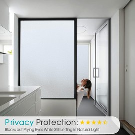Coavas Window Privacy Film Frosted Glass Static Cling Heat Blocking Window Tint for Home Day and Night Sun Blocker Insulation Bathroom Door Decorative Frosting Cover Sticker (23.6 x 118.1 Inch, Pure)