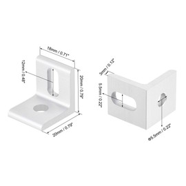 sourcing map Inside Corner Brace Angle Bracket Fastener L Shape 20mmx20mmx18mm with Screws and Nut for 2020 Series Aluminum Extrusion Profile, 8pcs