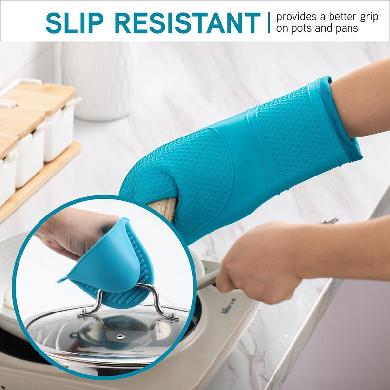 COOK WITH COLOR Silicone Oven Mitt Set- 6 PC. Set