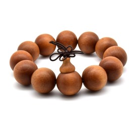 Zen Dear Unisex Teak Wood Prayer Beads Buddha Buddhist Beads Japa Mala Necklace Bracelet Bead (20mm 12 beads)