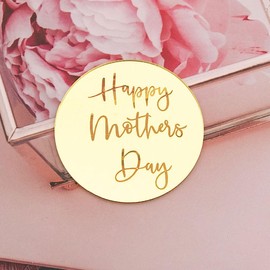 6x Mother's Day Acrylic Cupcake Toppers - Elegant Gold Acrylic Decoration for Mother's Day, Birthdays, and Celebrations