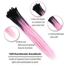 Dsoar 24 inch Ombre Dreadlock Extensions 20 pcs/Pack Synthetic Dreads Handmade Dreads Twist Braiding Hair Crochet locs
