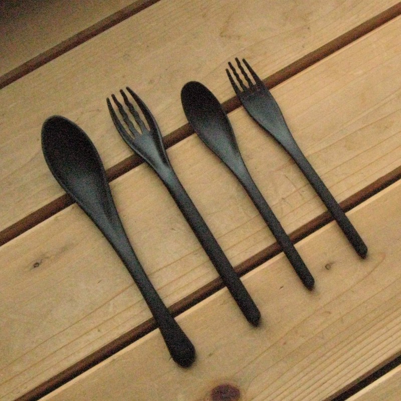 Nagao Heat Resistant Plastic Dinner Cutlery Set of 4 Black