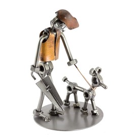 Steelman24 I Nuts and bolts sculpture Me And My Dog With Personal Engraving I Handmade ornaments I I Metal figurine