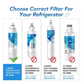 IcePure 4 Pack Fit LG LT800P Kenmore 9490 ADQ73613401 Refrigerator Water Filter Icepure
