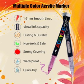 120 Colors Acrylic Paint Markers Set, Soft Brush Tip Pens for Rock, Wood, Canvas, Glass, Ceramic, Fabric, DIY Craft Projects – Waterproof, Quick-Dry, Vibrant Ink for Artists & Beginners