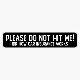 MAGNET Please Don't Hit Me IDK How Car Insurance Works Cool Bumper Magnet Vinyl Magnetic Sticker 20 mil - Size 5"