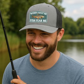 Women Want Me Fish Fear Me - Funny Trout Fishing Hats For Men - Fishing Stocking Stuffer Gifts For Men Teen Boys Dad Him Grandpa - Christmas Gift Birthday Retirement Fathers Day Gift - Richardson 112
