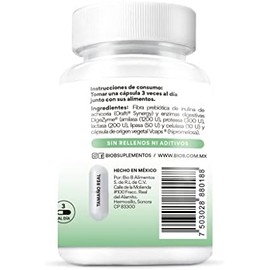 BIO B Enzimas Digestivas Digezyme  Prebióticos 5 Enzimas Lactasa 90Cáp