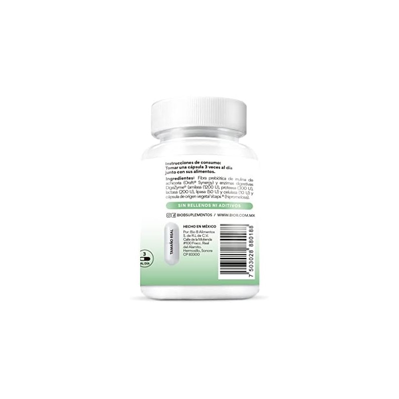BIO B Enzimas Digestivas Digezyme Prebióticos 5 Enzimas Lactasa 90Cáp