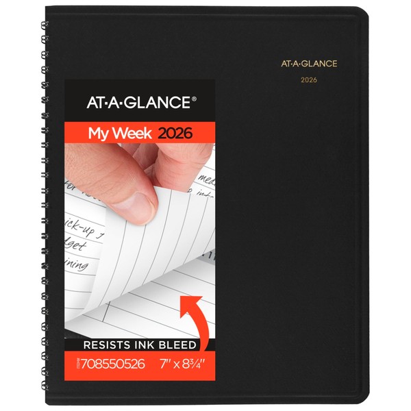 AT-A-GLANCE® 2026 Open Scheduling Weekly Planner, Black, Medium, 6 3/4"
