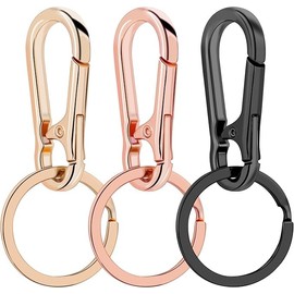 Oiltomn Metal Keychains for Women Men, Key Chain Ring Clip Holder Organizer for Home Car, Cut Keyring Accessories （Gold +Rose gold + Black）3pcs