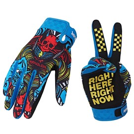 MENDLOR Motocross Dirt Bike Gloves for Men Women Finger Touchscreen Motorbike Gloves for BMX ATV MTB Riding Off Road Racing Sports Cycling Glove (Blue Red Yellow, X-Large)